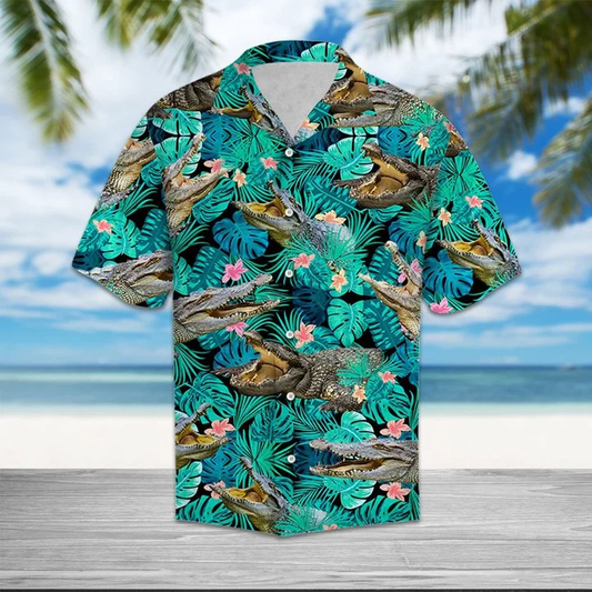 Hiding Crocodiles Tropical Palm Leaves Summer Vacation Gift Ideal Hawaiian Shirt HO1911