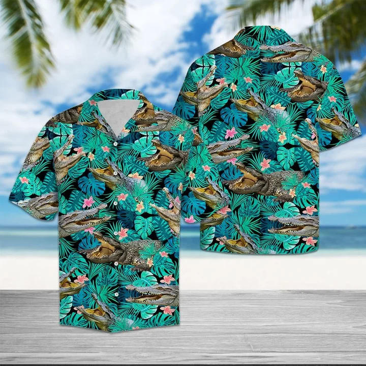 Hiding Crocodiles Tropical Palm Leaves Summer Vacation Gift Ideal Hawaiian Shirt HO1911