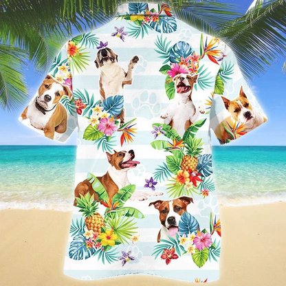 American Staffordshire Terrier hawaiian shirt, Dog Tropical Flower Aloha Hawaiian Shirt HO1922