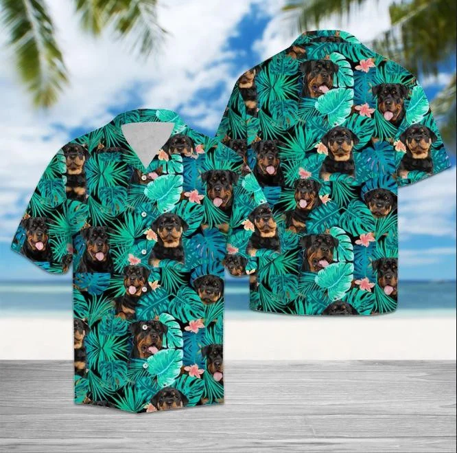 Love Rottweiler Tropical Jungle Hawaiian Shirt HO1978