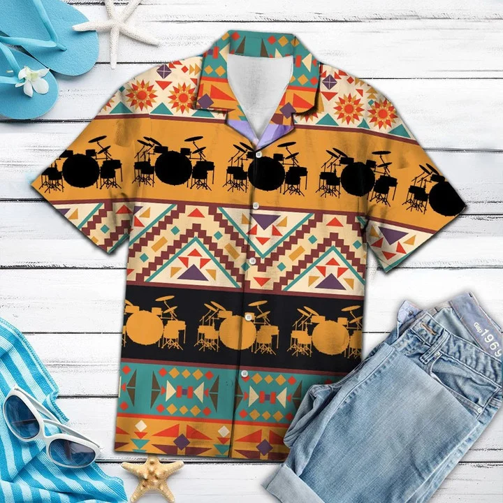 Amazing Drums With Geometric Hawaiian Shirt HO1764
