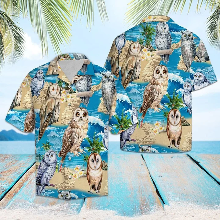 Cute Owl Summer Beach Vacation Hawaiian Shirt HO1784