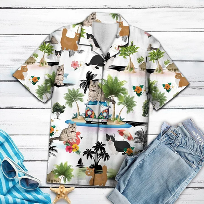 Hippie Van Munchkin Cat Enjoy Vacation Hawaiian Shirt HO1800