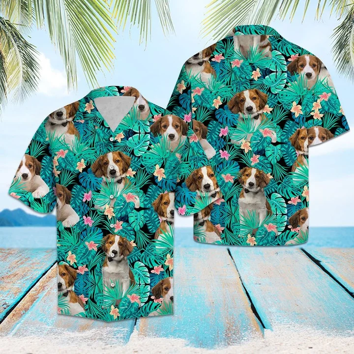 Kooikerhondje Dog Among Tropical Leaves And Flowers Hawaiian Shirt HO1799