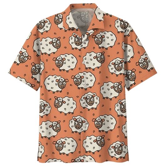 Orange Sheep Illustration Design Hawaiian Shirt HO1810