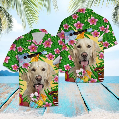 Cutest Golden Retriever Enjoy Summer Party Hawaiian Shirt, Summer Dog hawaiian shirt HO1812