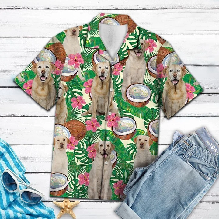 Labrador Retriever With Tropical Coconut Hawaiian Shirt HO1822