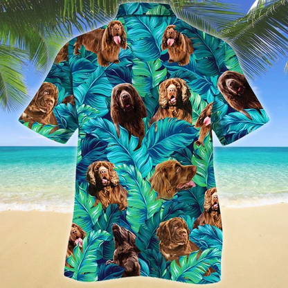 Happy Sussex Spaniel Dog Lovers Summer Beach Palm Tree Hawaiian Shirt, Short Sleeve Hawaiian Aloha Shirt for men and women HO1827