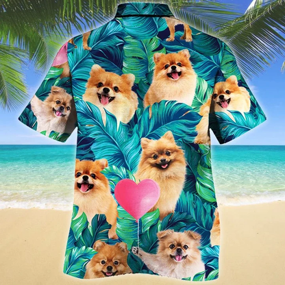 Heart Shape And Pomeranian Dog Lovers Gift Ideas Summer Beach Palm Tree Hawaiian Shirt HO1851