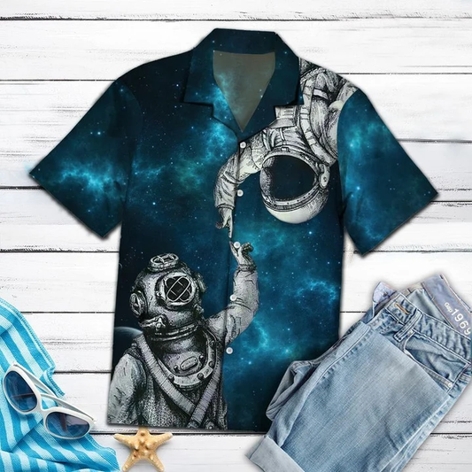Everything's Falling Into Space With Astronaut Hawaiian Shirt, Short Sleeve Hawaiian Aloha Shirt for men HO1841