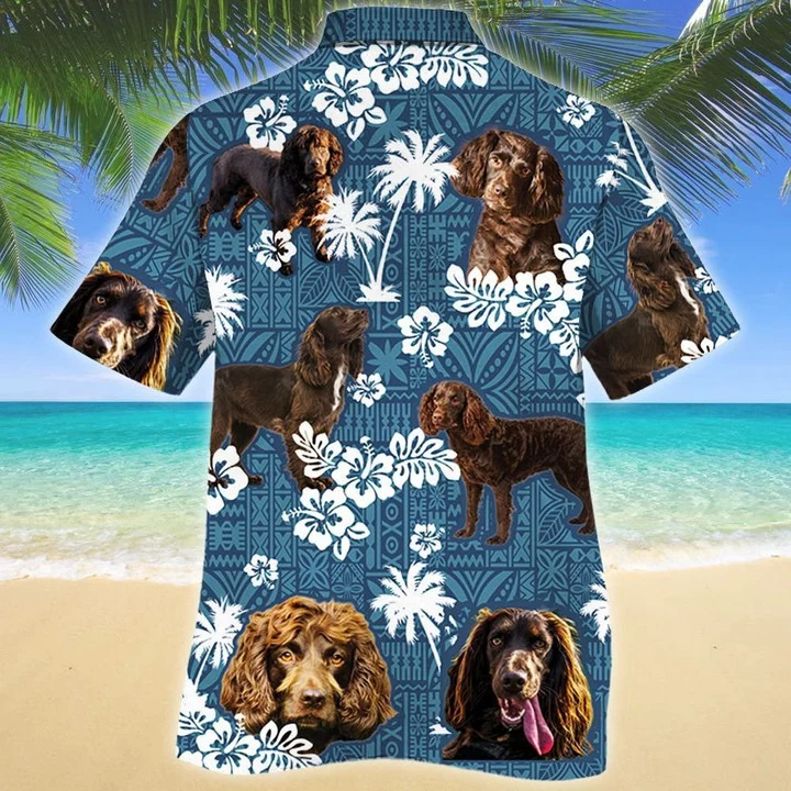 Boykin Spaniel Dog Keep The House Blue Tribal Pattern Hawaiian Shirt HO1869