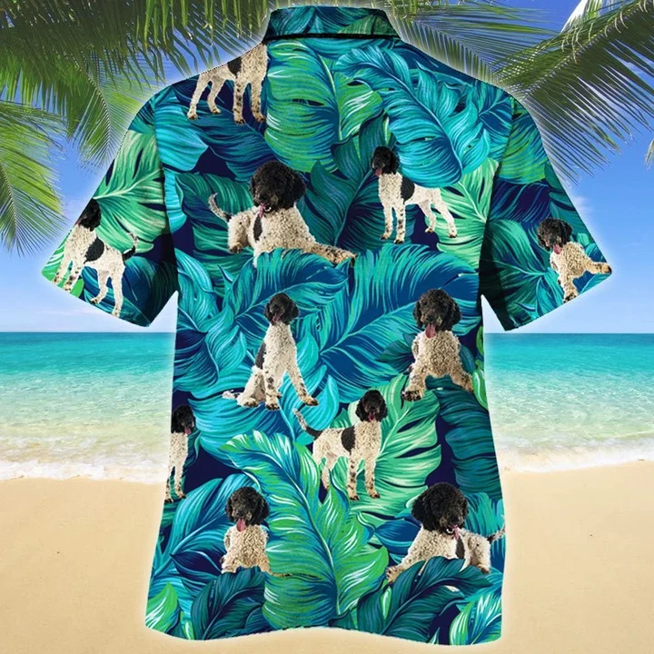 Kawaii Portuguese Water Dog Lovers Gift Summer Beach Palm Tree Pattern Hawaiian Shirt HO1871