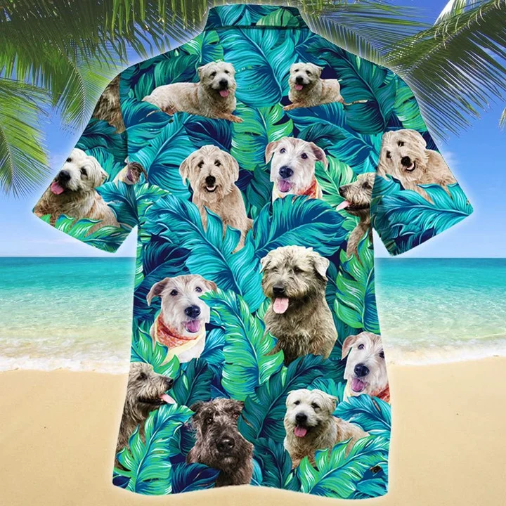 Glen Of Imaal Terrier Dog Lovers Blue And Green Leave Hawaiian Shirt HO1884