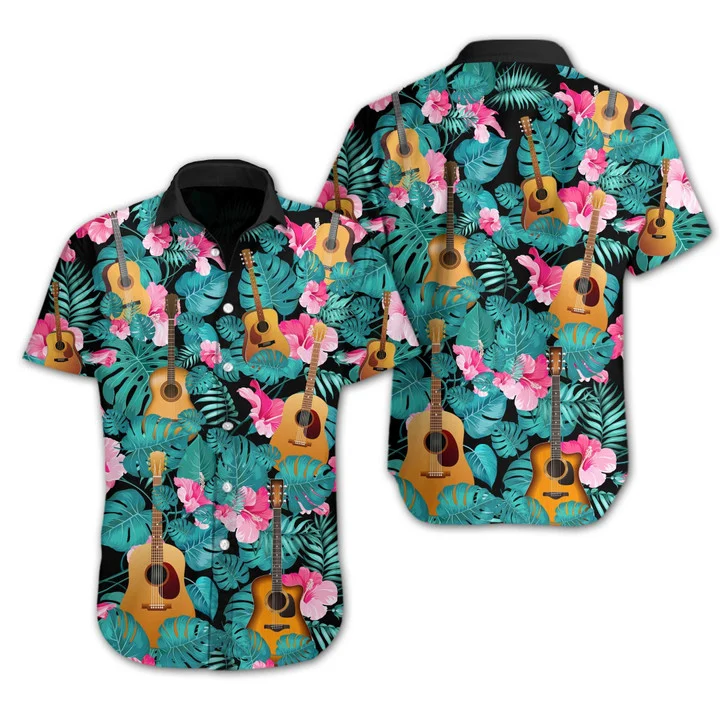Love Music Guitar Tropical Design Hawaiian Shirt HO1880