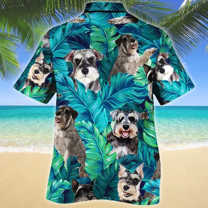 Cute Miniature Schnauzer Dog Lovers Gift Summer Beach Palm Tree Pattern Hawaiian Shirt HO1877