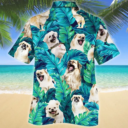 Smiling Tibetan Spaniel Dog Tropical Palm Leaves Hawaiian Shirt, Summer hawaii shirt for Men women HO1735