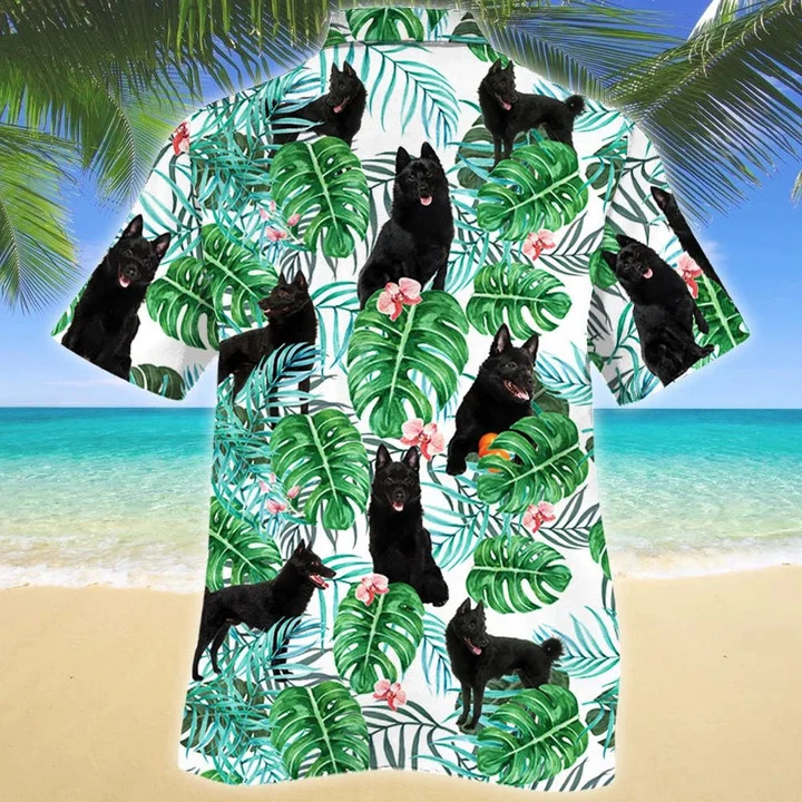 Cute Black Schipperke Dog Tropical Plant Hawaiian Shirt, Summer aloha hawaii shirt for Men women HO1726