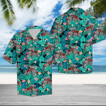 Motorbike Tropical Palm Tree Leaves Summer Aloha Hawaiian Shirt, Summer aloha hawaii shirt for Men women HO1723