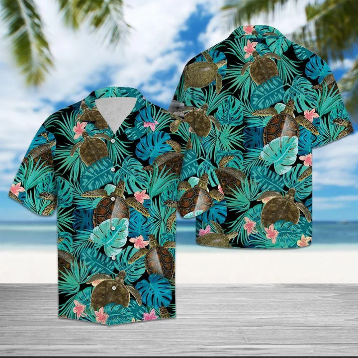 Summer Turtle Tropical Jungle Hawaiian Shirt, Summer aloha hawaii shirt for Men women HO1720
