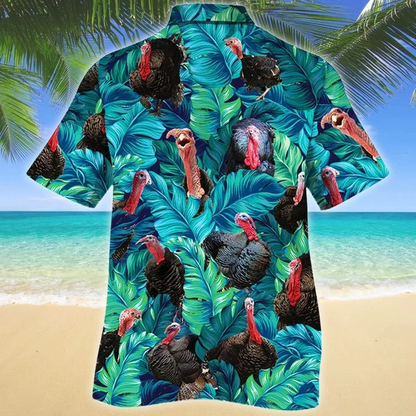 Turkey In Tropical Forest Lovers Gift Hawaiian Shirt, Short Sleeve Hawaiian Aloha Shirt HO1709