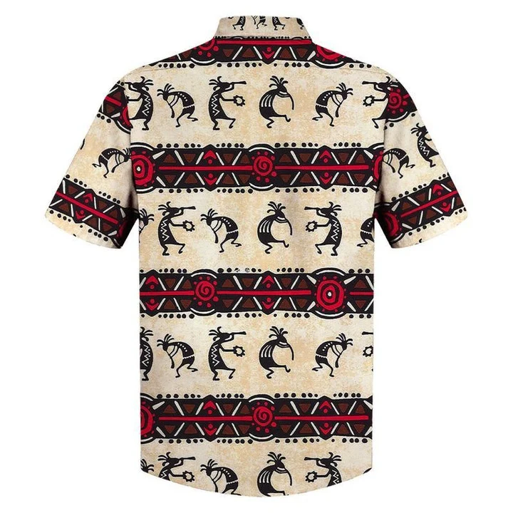 Native American Tribal Design Black And Red Pattern Hawaiian Shirt HO1605