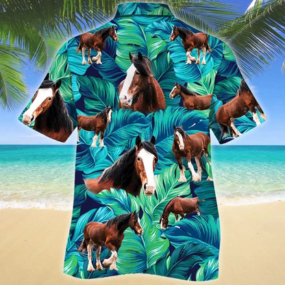 Amazing Gift For Clydesdale Horse Lovers Summer Beach Palm Tree Hawaiian Shirt HO1631