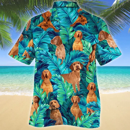 Wirehaired Vizsla Dog Lovers Gift Summer Beach Palm Tree Pattern Hawaiian Shirt HO1609