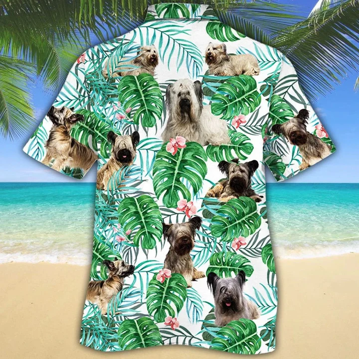 Skye Terrier Dog With Green Monstera Leaves Hawaiian Shirt HO1619