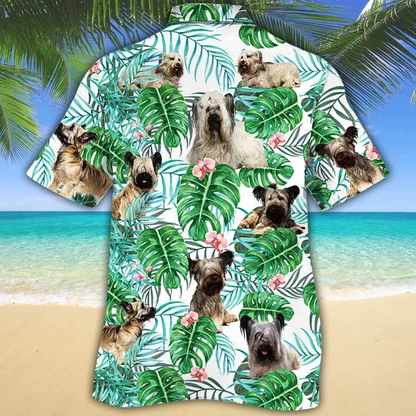 Skye Terrier Dog With Green Monstera Leaves Hawaiian Shirt HO1619