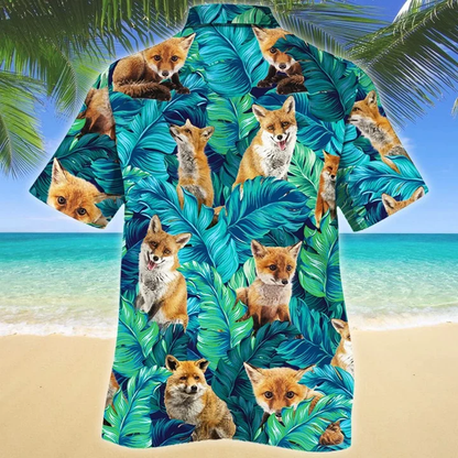 Amazing Leaves Jungle Gift For Fox Lovers Hawaiian Shirt, Summer Hawaii Shirt Family Shirt HO1663
