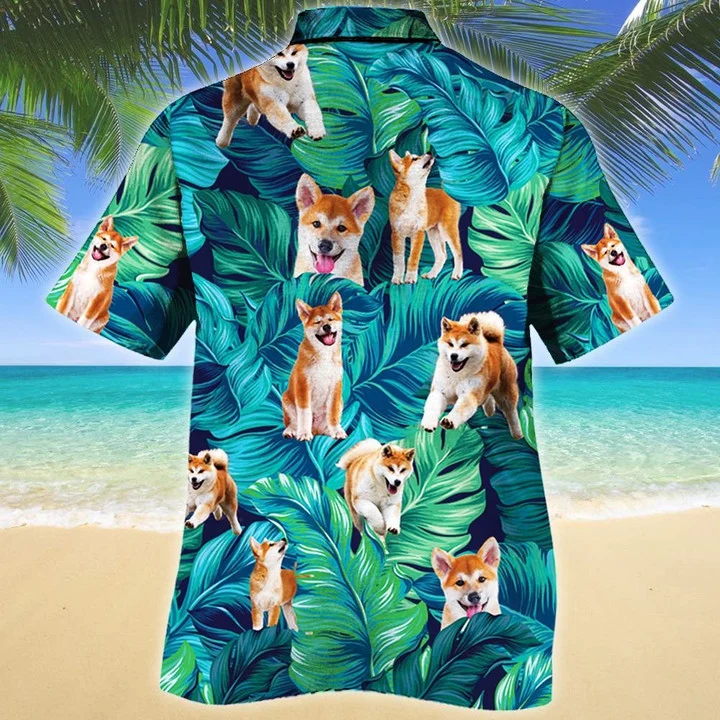 Happy Akita Dog Lovers Gift Ideas Summer Beach Palm Tree Hawaiian Shirt HO1661
