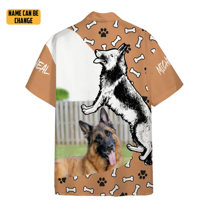3D German Shepherd Dog Hawaii Custom Text Hawaiian Shirt HO2404