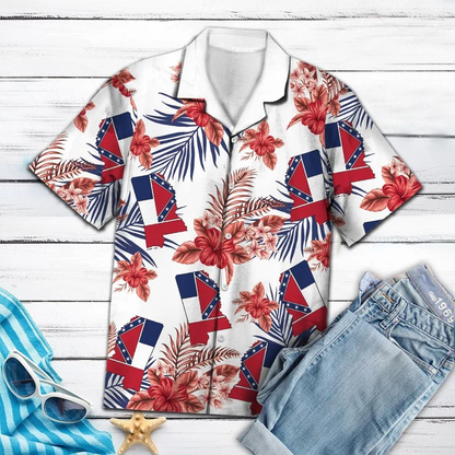 Mississippi Map With Hibiscus In White Hawaiian Shirt HO1418