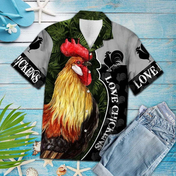 Amazing Asian Chicken Portrait Pattern Hawaiian Shirt HO1408