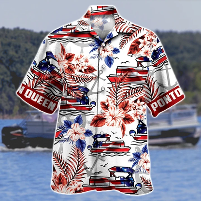 Multicolor Aloha Hibiscus Pontoon Queen Gift Hawaiian Shirt HO1398