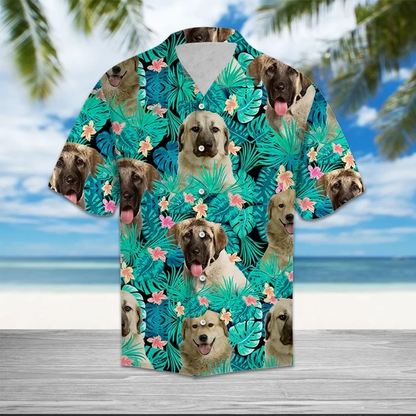 Anatolian Shepherd Dog Among Tropical Flowers And Leaves Design Hawaiian Shirt HO1401