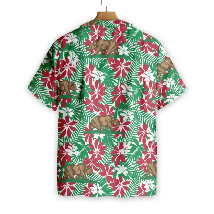 California Flag Summer Vibes With Brown Bear Seamless Pattern Design Hawaiian Shirt HO1194