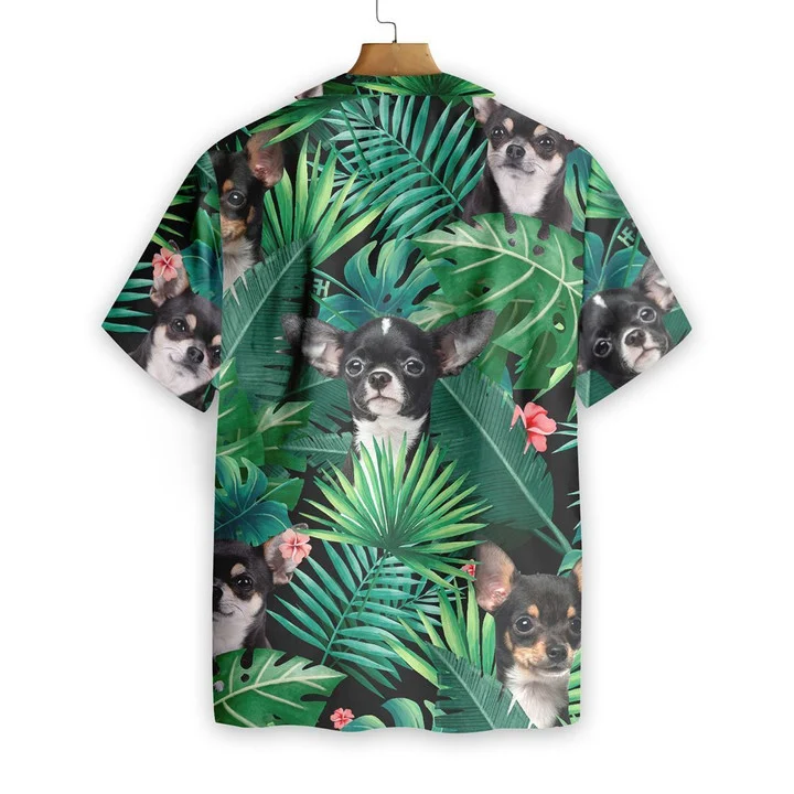 Tropical Black Chihuahua Dog Pattern Hawaiian Shirt HO1186
