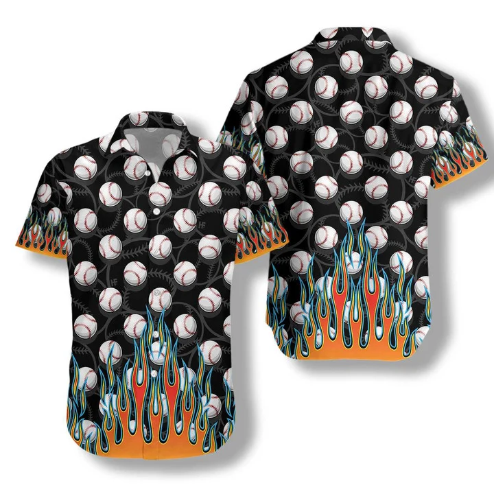 The Passion Of Sport Flame Baseballs Design Hawaiian Shirt HO1183