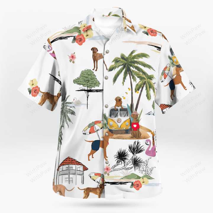 Vizsla On The Beach Unisex Hawaiian Shirt, Summer gift, Hawaiian Shirts for Men, Aloha Beach Shirt HO1035