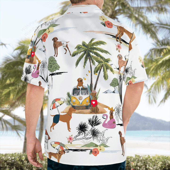 Vizsla On The Beach Unisex Hawaiian Shirt, Summer gift, Hawaiian Shirts for Men, Aloha Beach Shirt HO1035