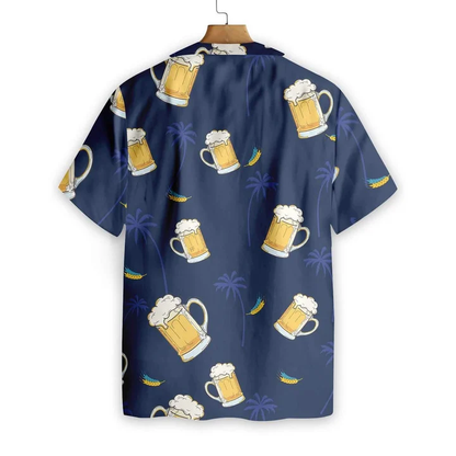 Glass Of Beer Cheers Palms At Night Design Hawaiian Shirt HO0768