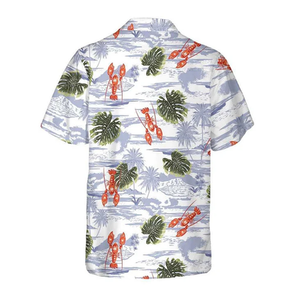 Tropical Pattern And Lobster Monstera Leaves Pattern Hawaiian Shirt HO0771