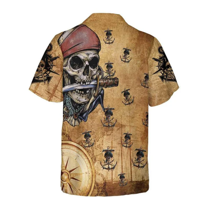 Captain Pirate With Knife Anchors Vintage Design Hawaiian Shirt HO0762