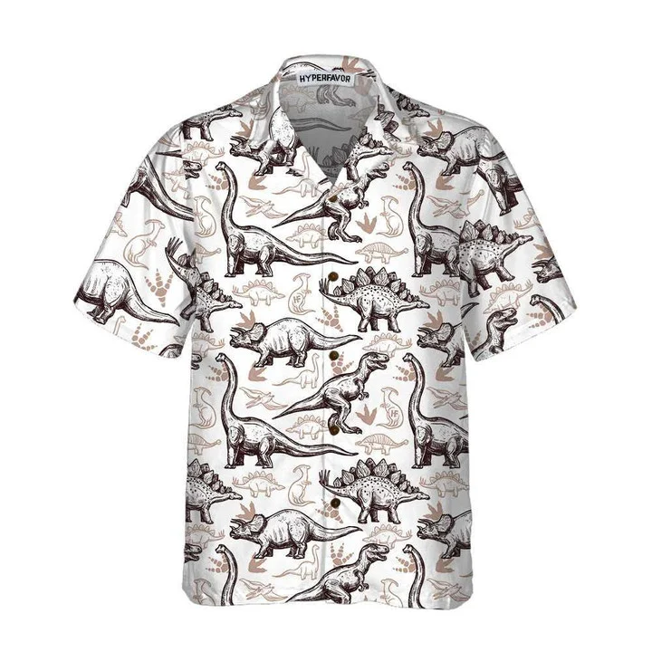 Hand Drawn Dinosaurs Footprints Seamless Pattern Hawaiian Shirt HO0757