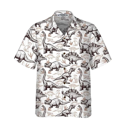 Hand Drawn Dinosaurs Footprints Seamless Pattern Hawaiian Shirt HO0757
