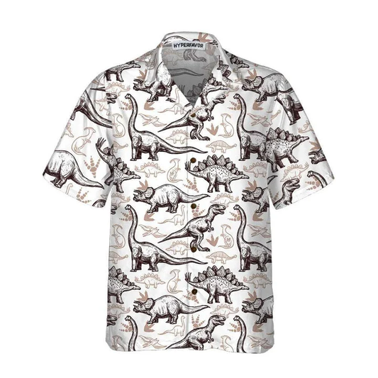 Hand Drawn Dinosaurs Footprints Seamless Pattern Hawaiian Shirt HO0757