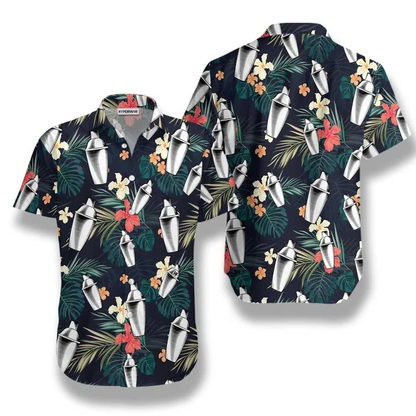 Tropical Pattern Bartender Hibiscus And Leaf Hawaiian Shirt HO0753