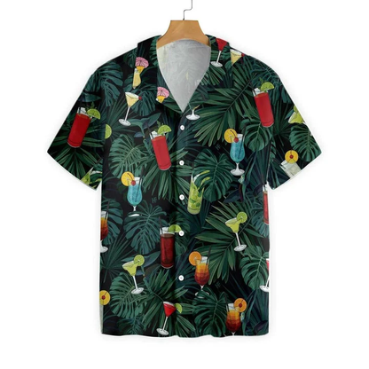 The Tropical Bartender Cocktails On Leaf Pattern Hawaiian Shirt HO0751