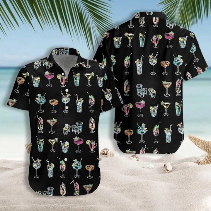 Cocktail For You Gift For Bartender Black Background Hawaiian Shirt HO0750